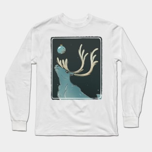 Reindeer Ink Block Style Print Long Sleeve T-Shirt